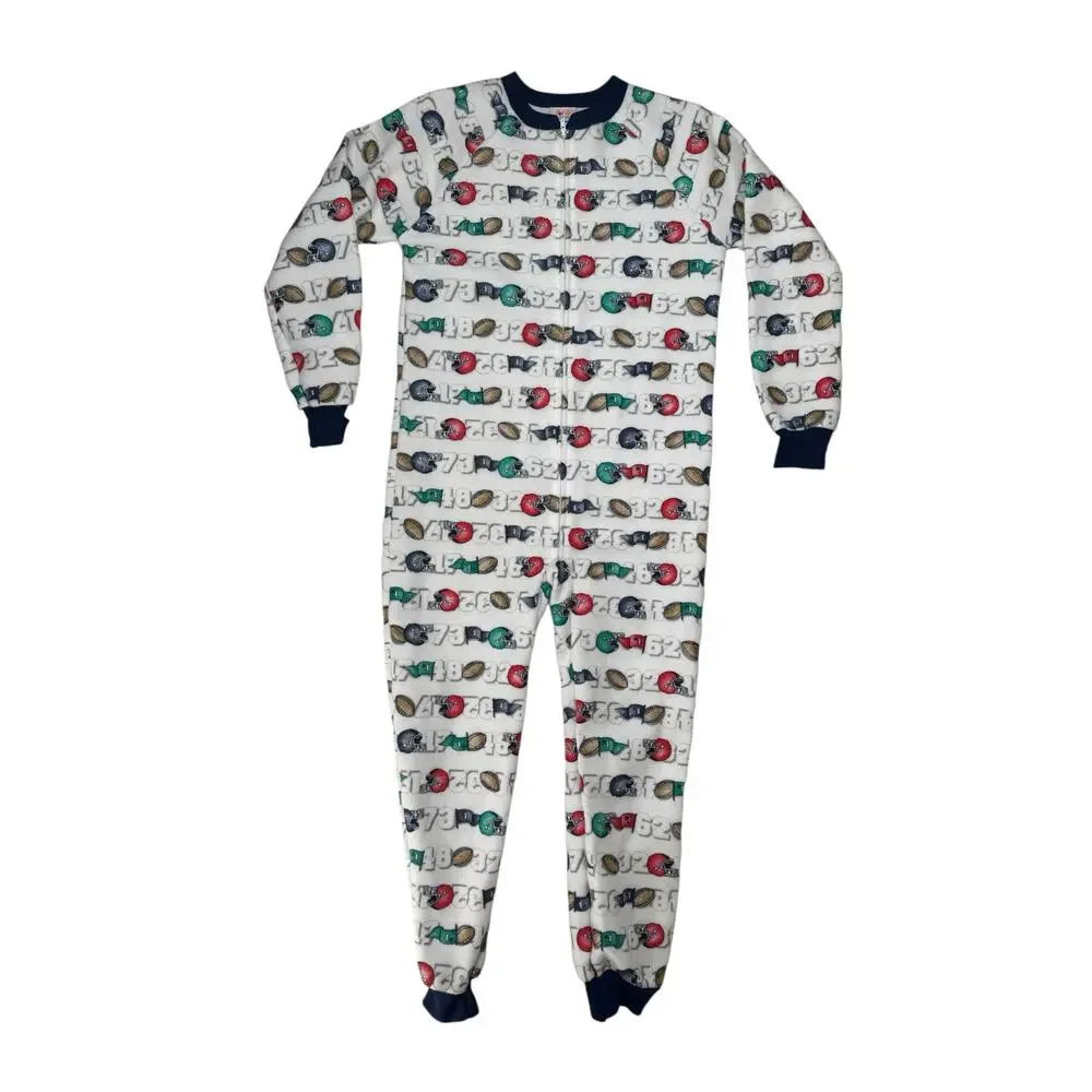Vintage CARTERS *NEW* Football Fleece Long Johns Bodysuit Size 10 Kids Pajama